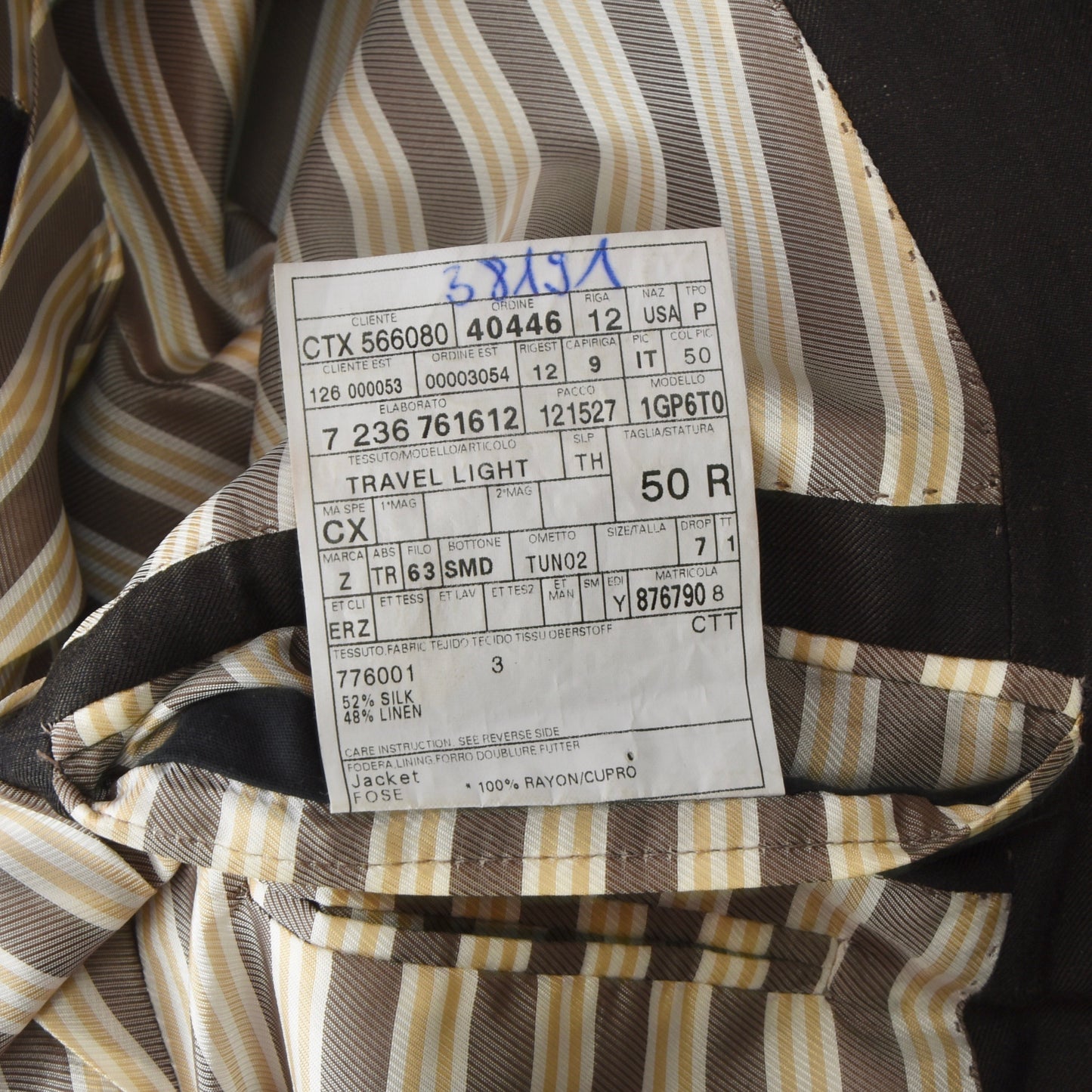 Ermenegildo Zegna Silk-Linen Jacket Size 50 - Brown