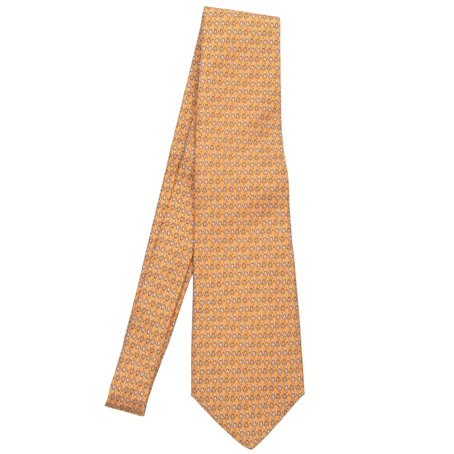 Salvatore Ferragamo Dog Print Silk Tie - Yellow