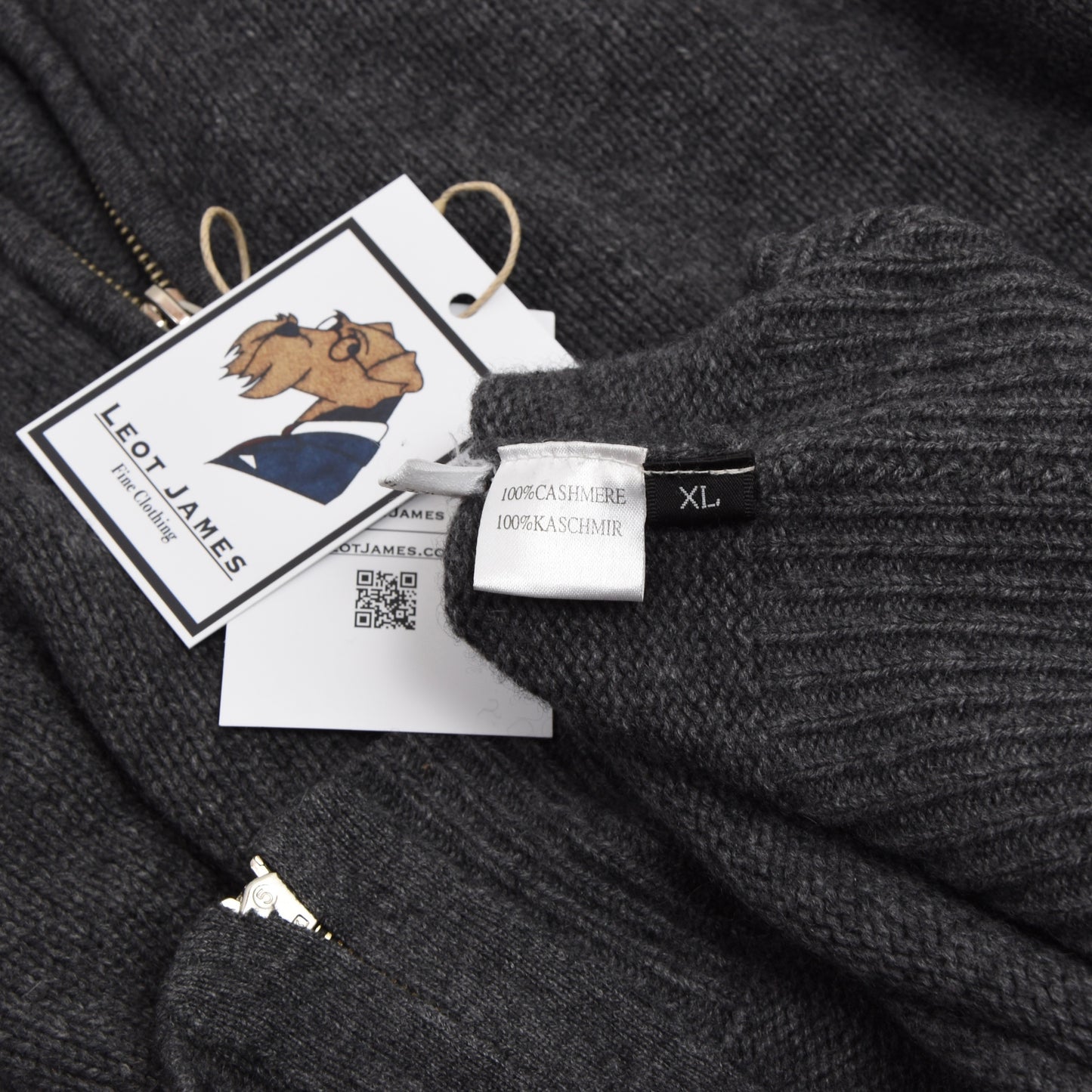 Gaetini 100% Cashmere Zip Sweater Size XL - Grey