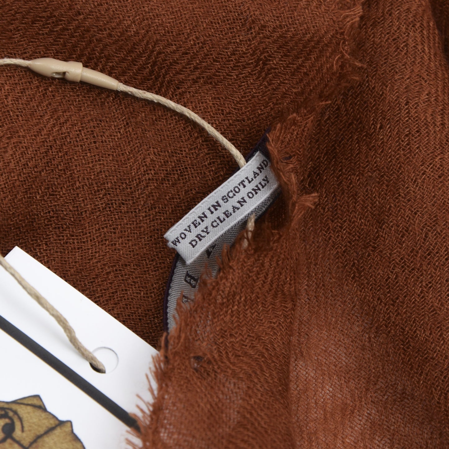 Alex Begg & Co Scotland Cashmere/Silk Scarf 196cm - Tobacco Brown