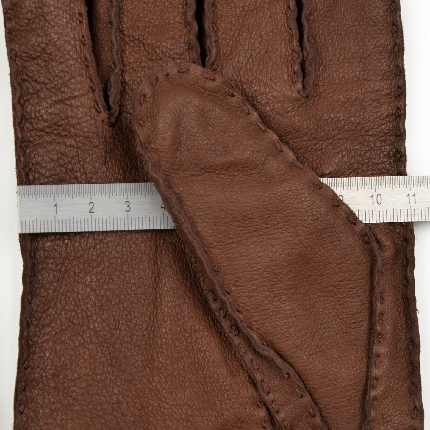 Gefütterte handgenähte Lederhandschuhe Größe M - Braun