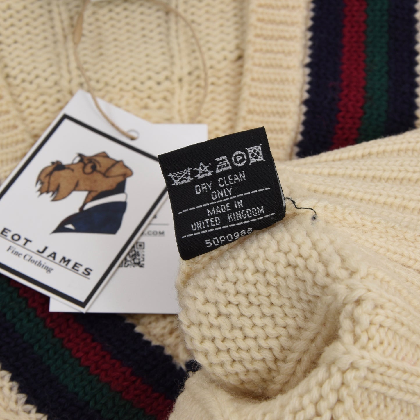 Kent & Curwen Cricket Pullover Größe L - Creme