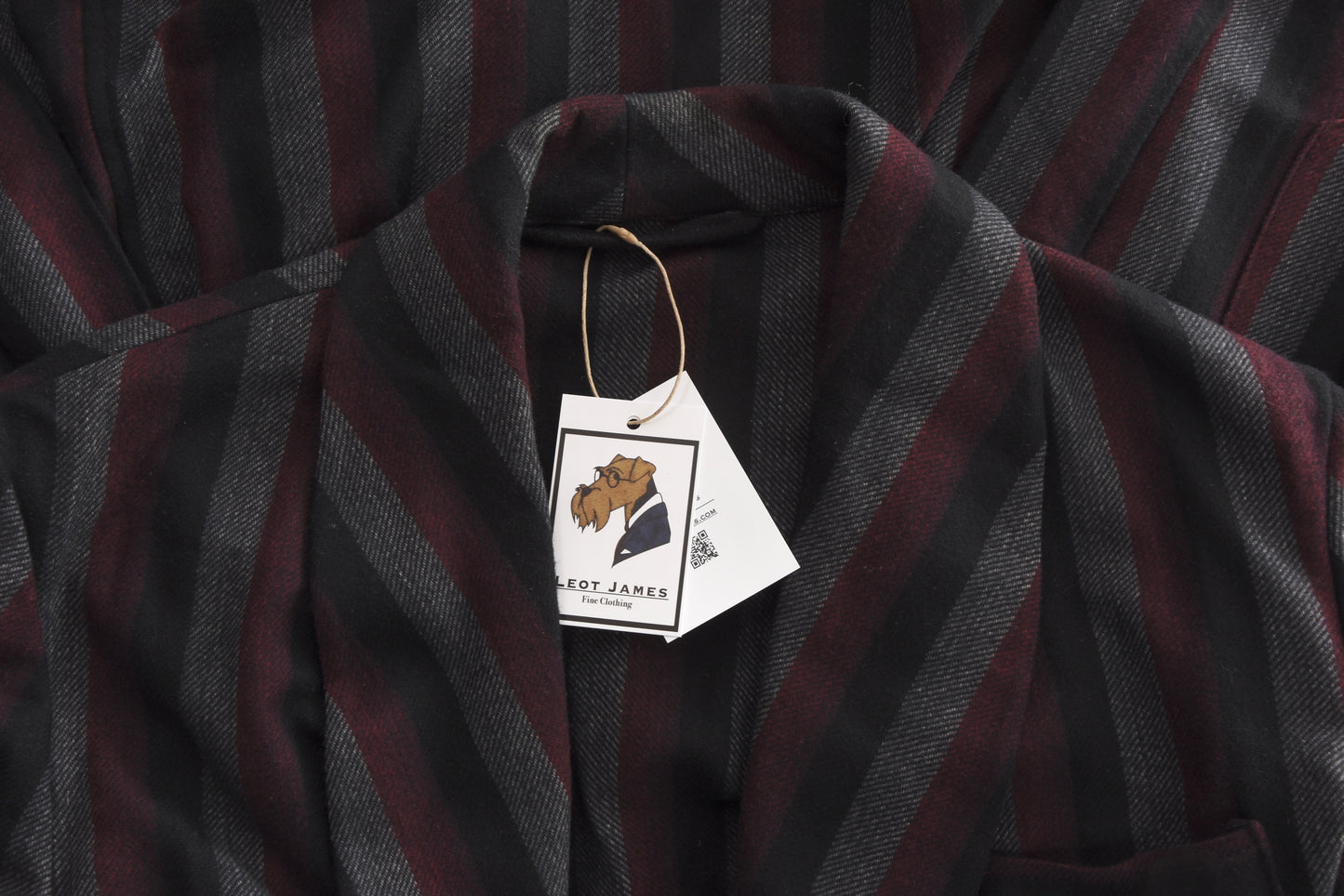 Vintage Shawl Collar Wool Robe - Striped