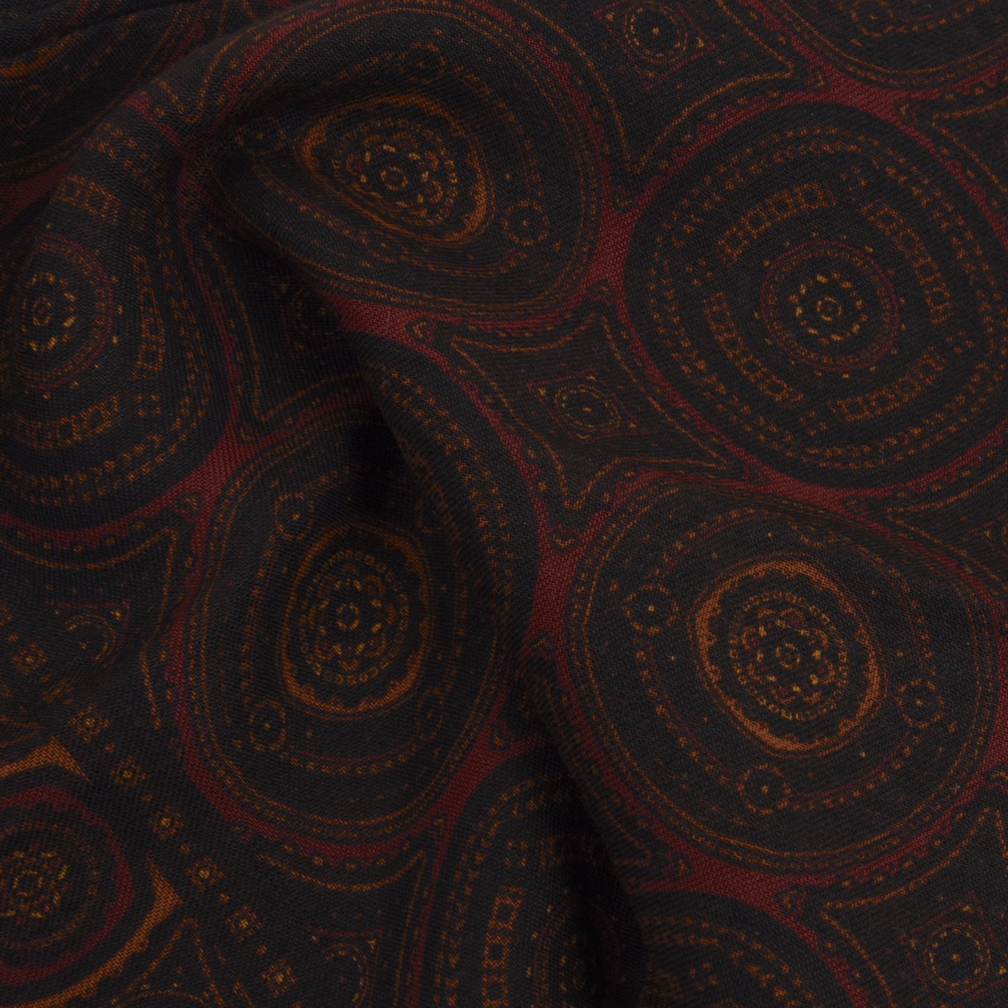 Classic Wool Challis Dress Scarf - Burgundy Medallions