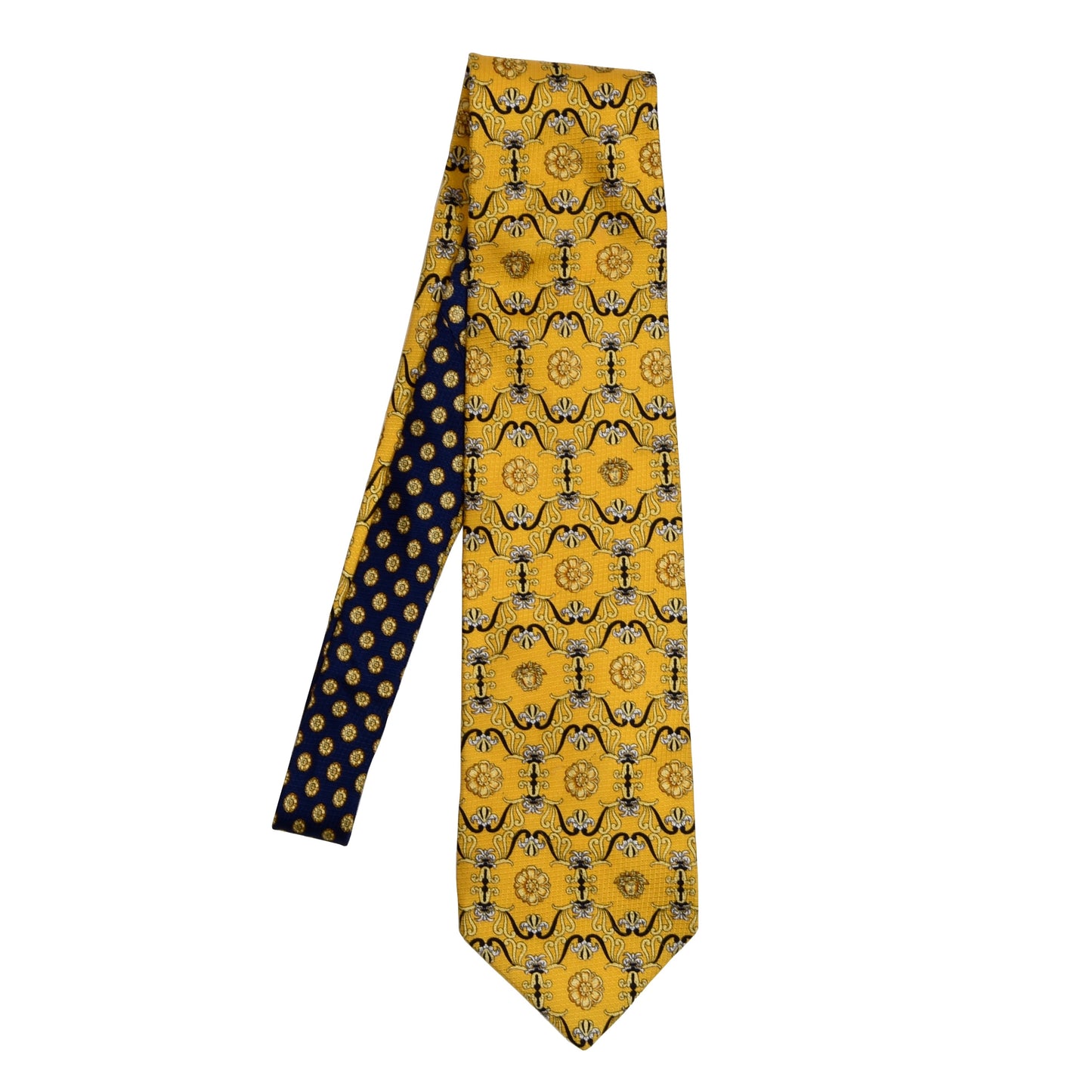 Vintage Gianni Versace 90er Medusa Seidenkrawatte - gelb