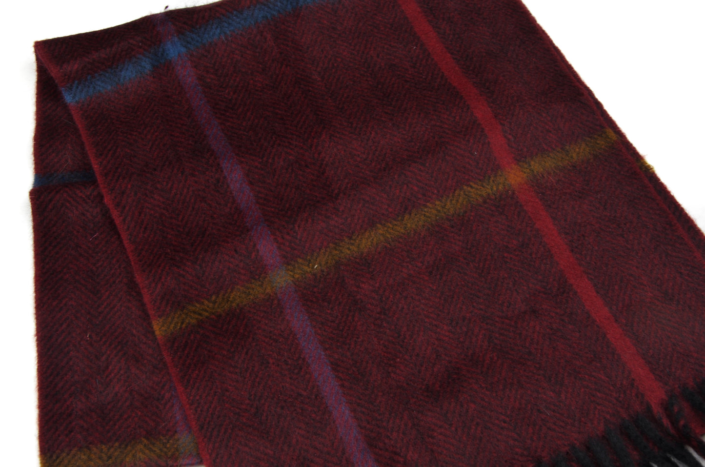 NOS Winterschal Windowpane Herringbone - Kastanienbraun