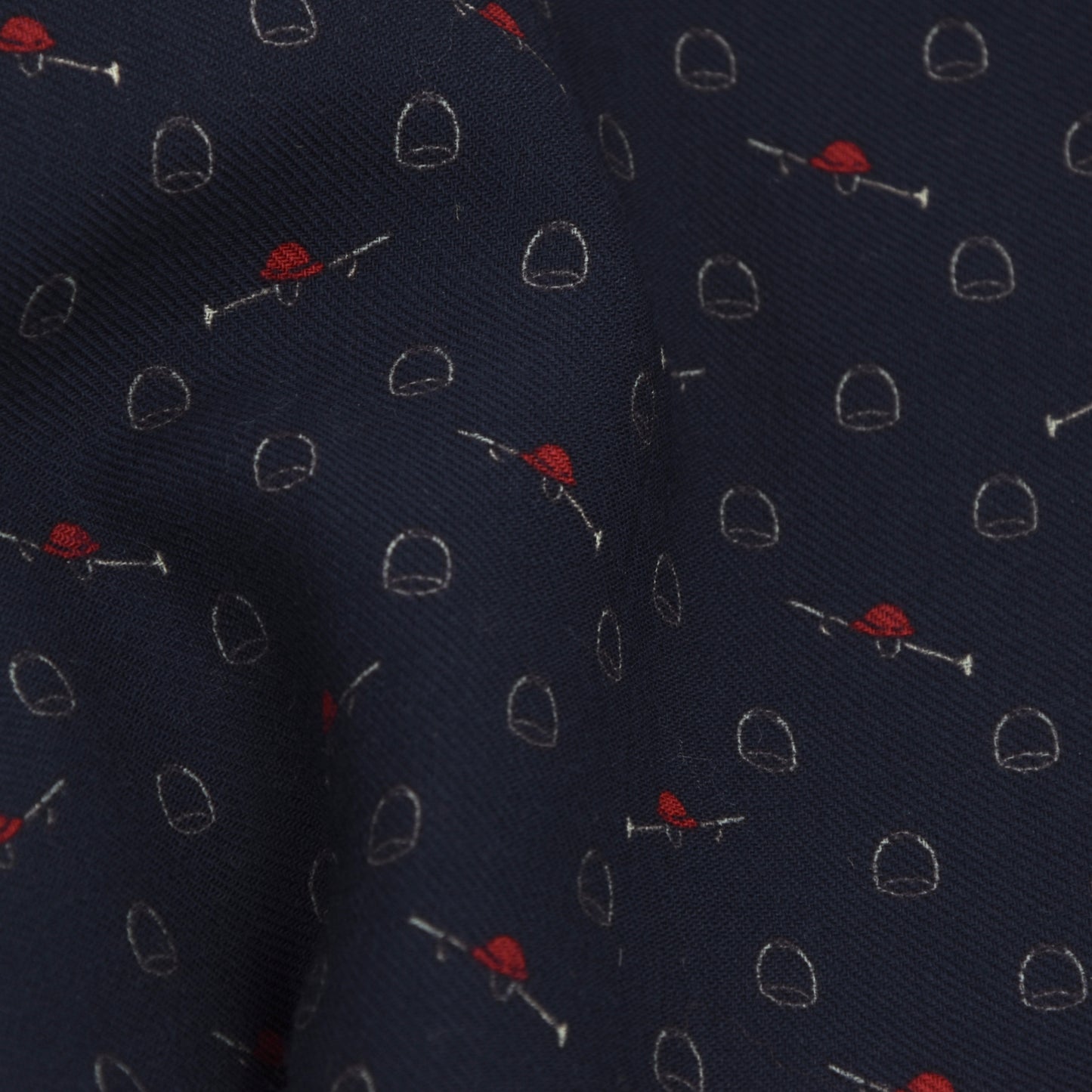 Woll-Kleiderschal mit Reitmotiv - Marineblau