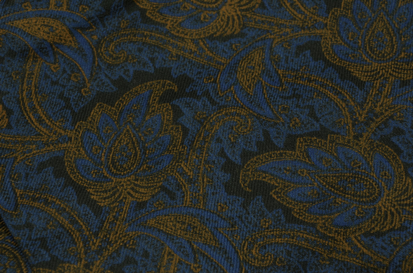 English All Wool Woven Dress Scarf - Blue & Gold