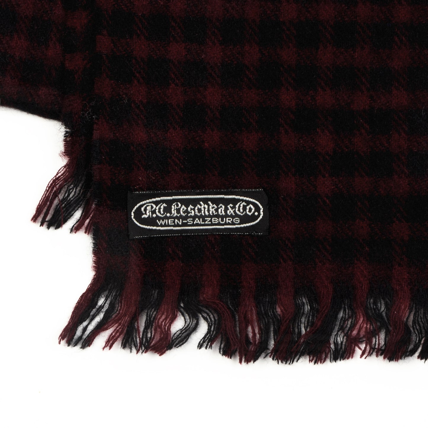 Plaid Wool Scarf by George Harrisons - Black & Bordeaux