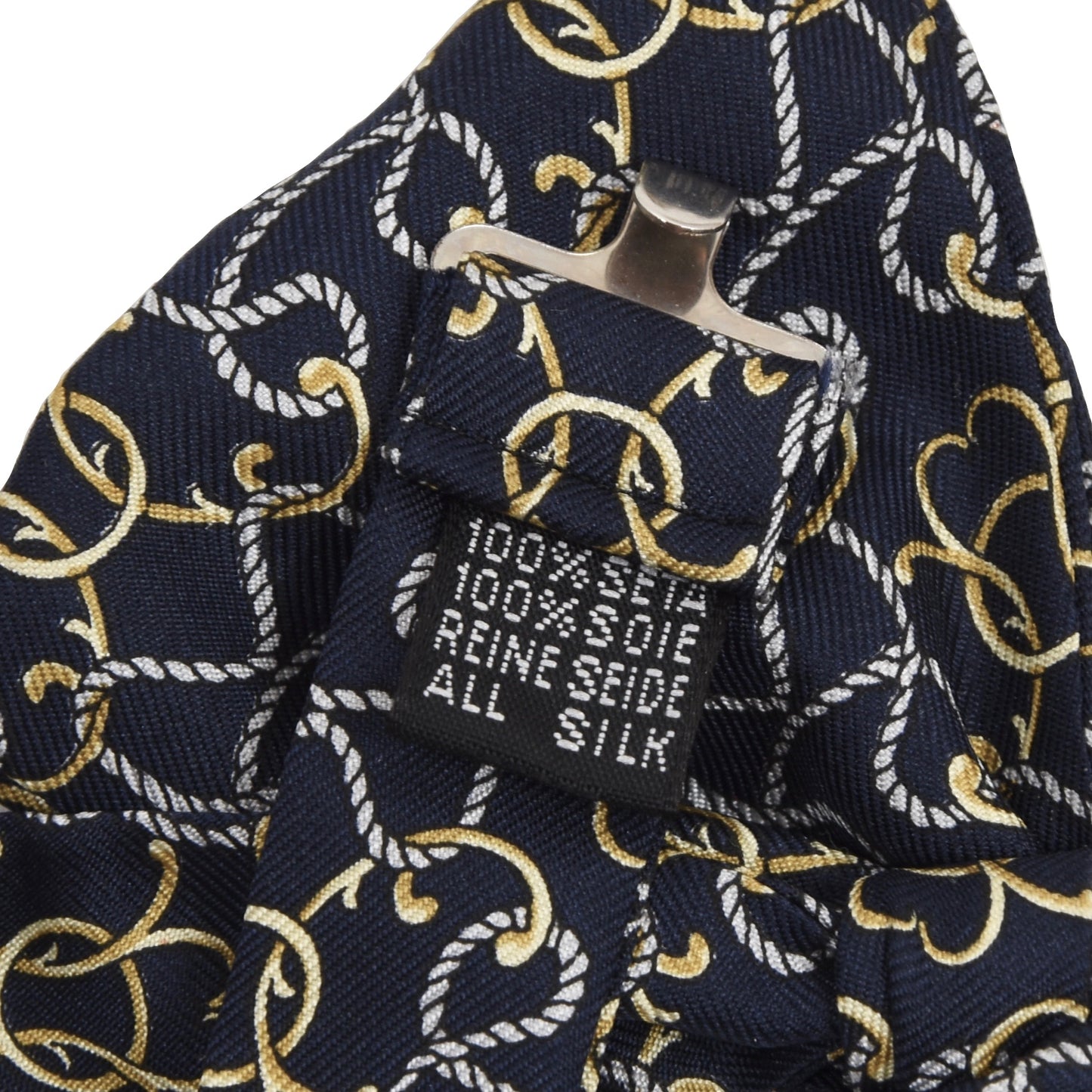 Printed Silk Bow Tie - Navy