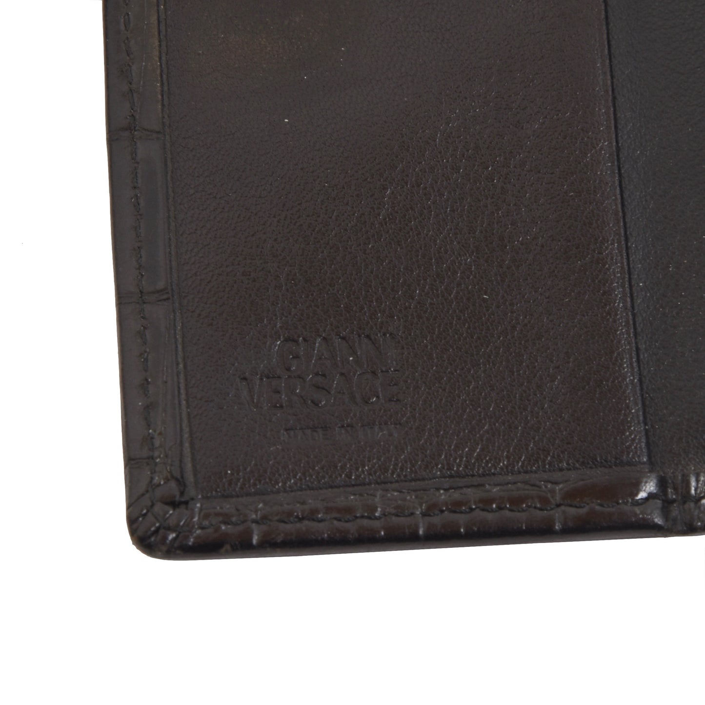 Vintage Gianni Versace Faux Crocodile Leather Keychain/Case - Black