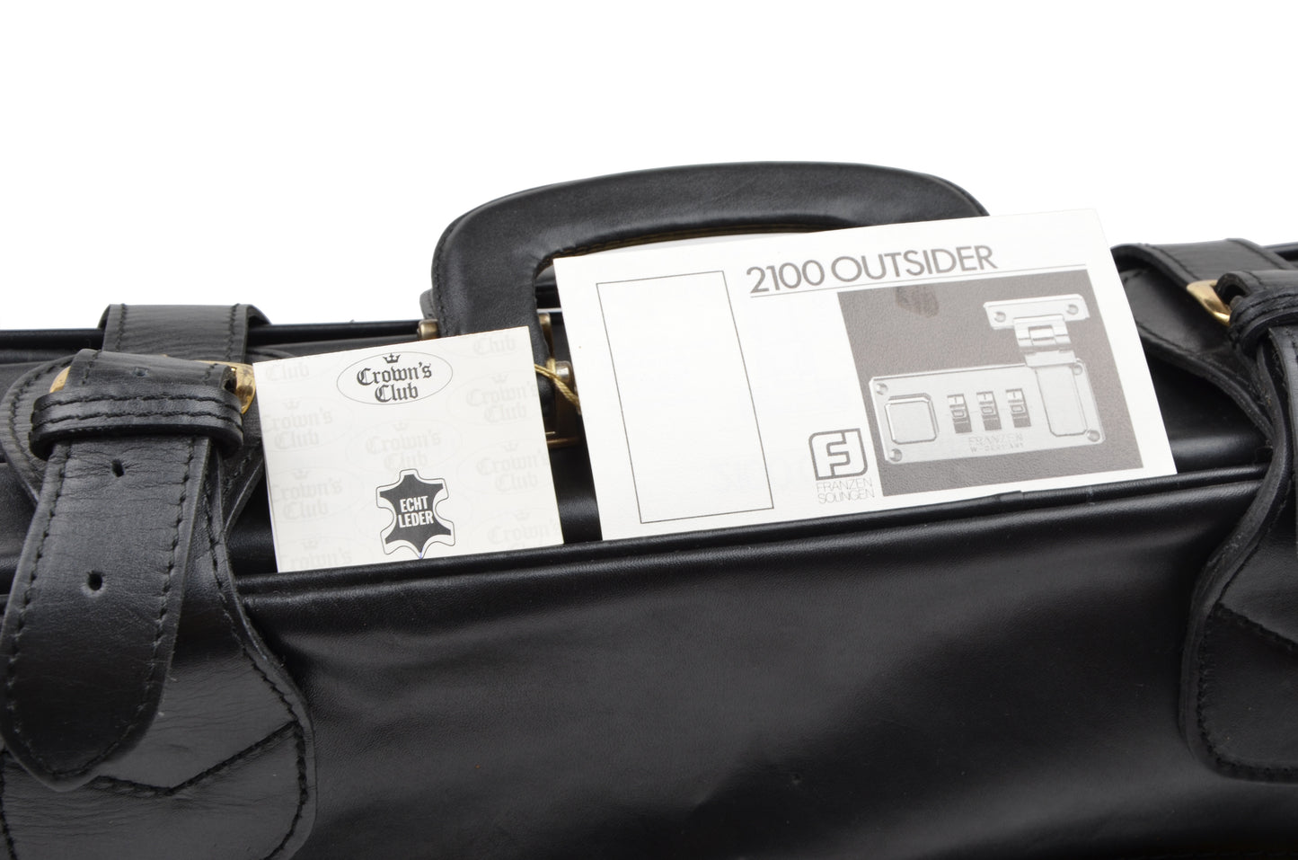Crown's Club Kleiner Handgepäckkoffer aus Leder – Schwarz