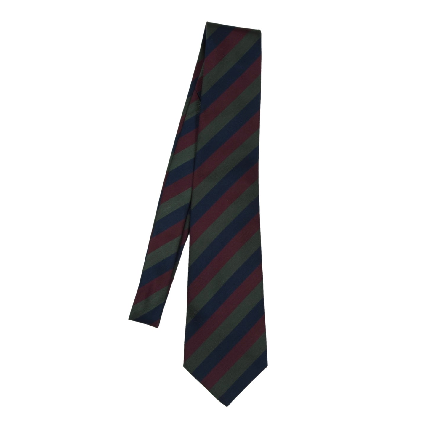 Atkinson's Striped Silk Tie - Navy Blue/Burgundy/Green