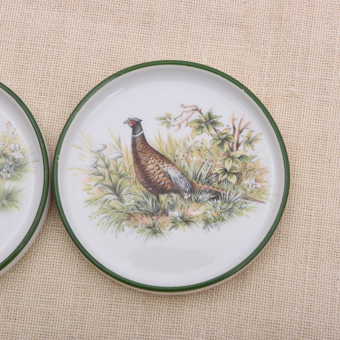 Vintage Seltmann Weiden Porzellan-Untersetzer mit Fasanenmotiv – 2er-Set