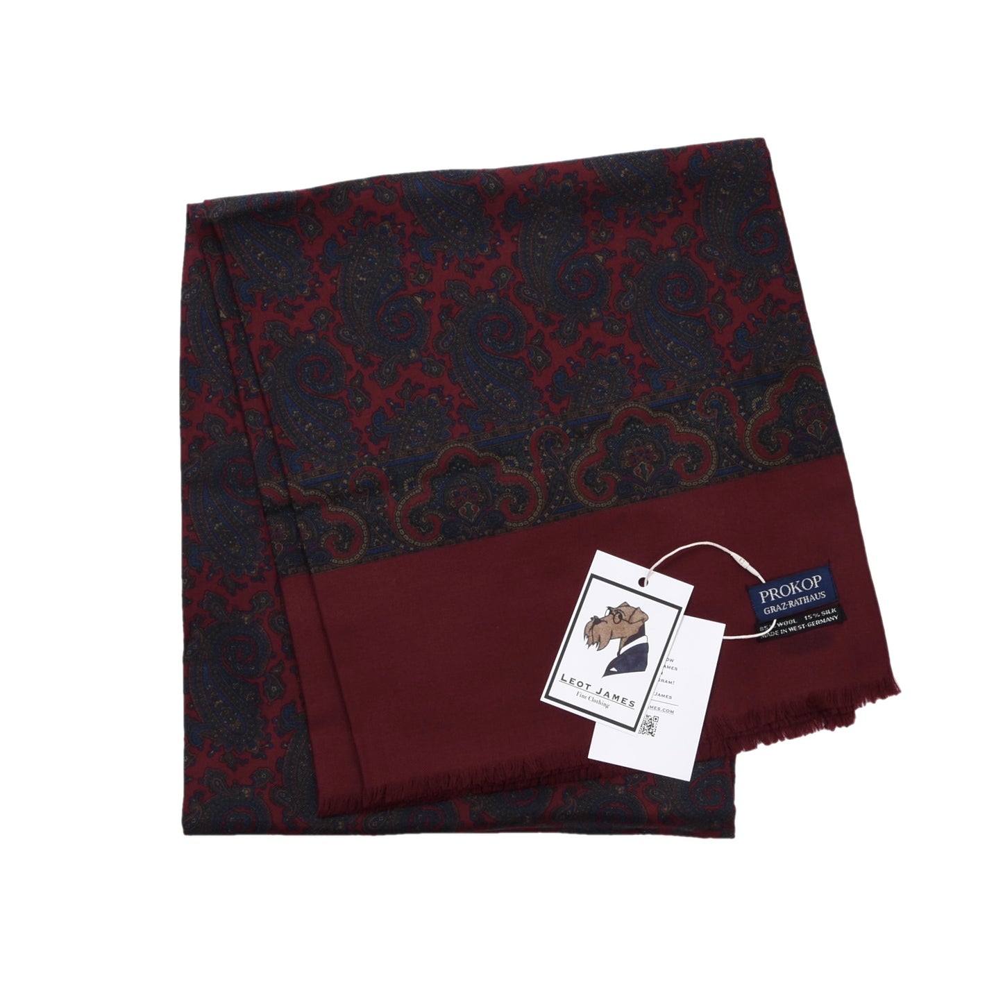 Vintage Prokop Wool-Silk Challis Dress Scarf ca. 138cm - Paisley