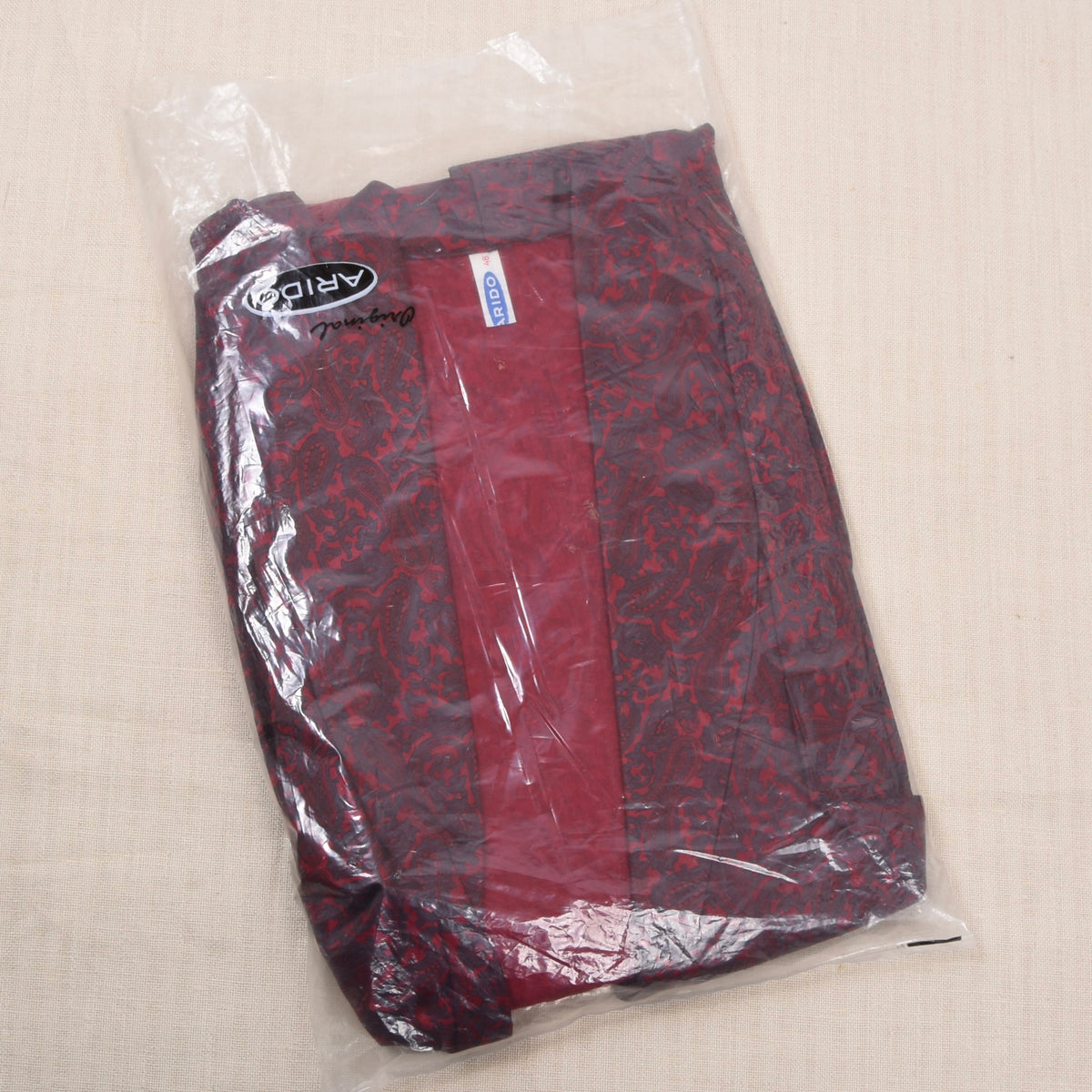 NOS 1960er-1970er Arido Morgenmantel Gr. 48 - Rot Paisley