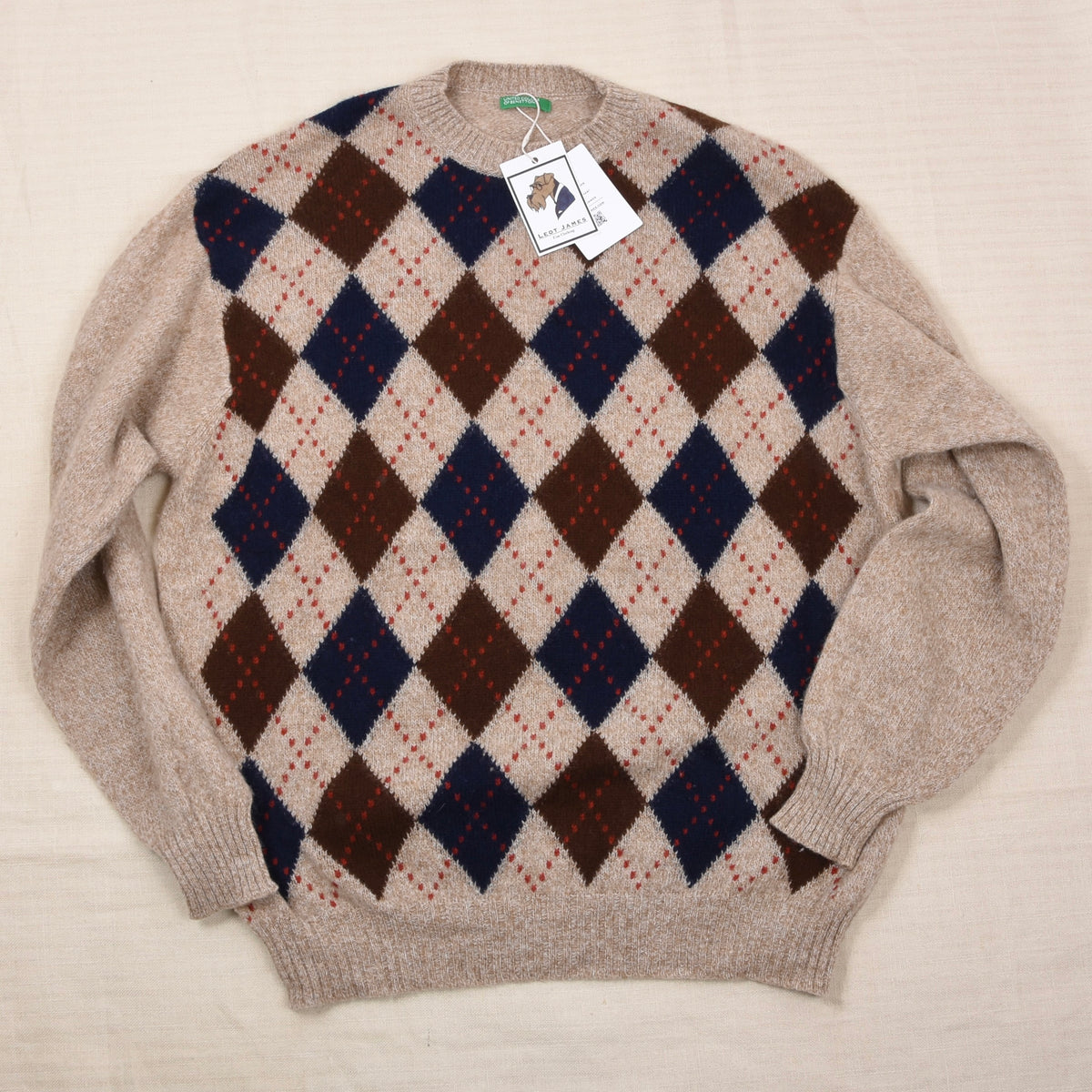 Benetton Wolle Pullover Brust 61 cm - Rautenmuster