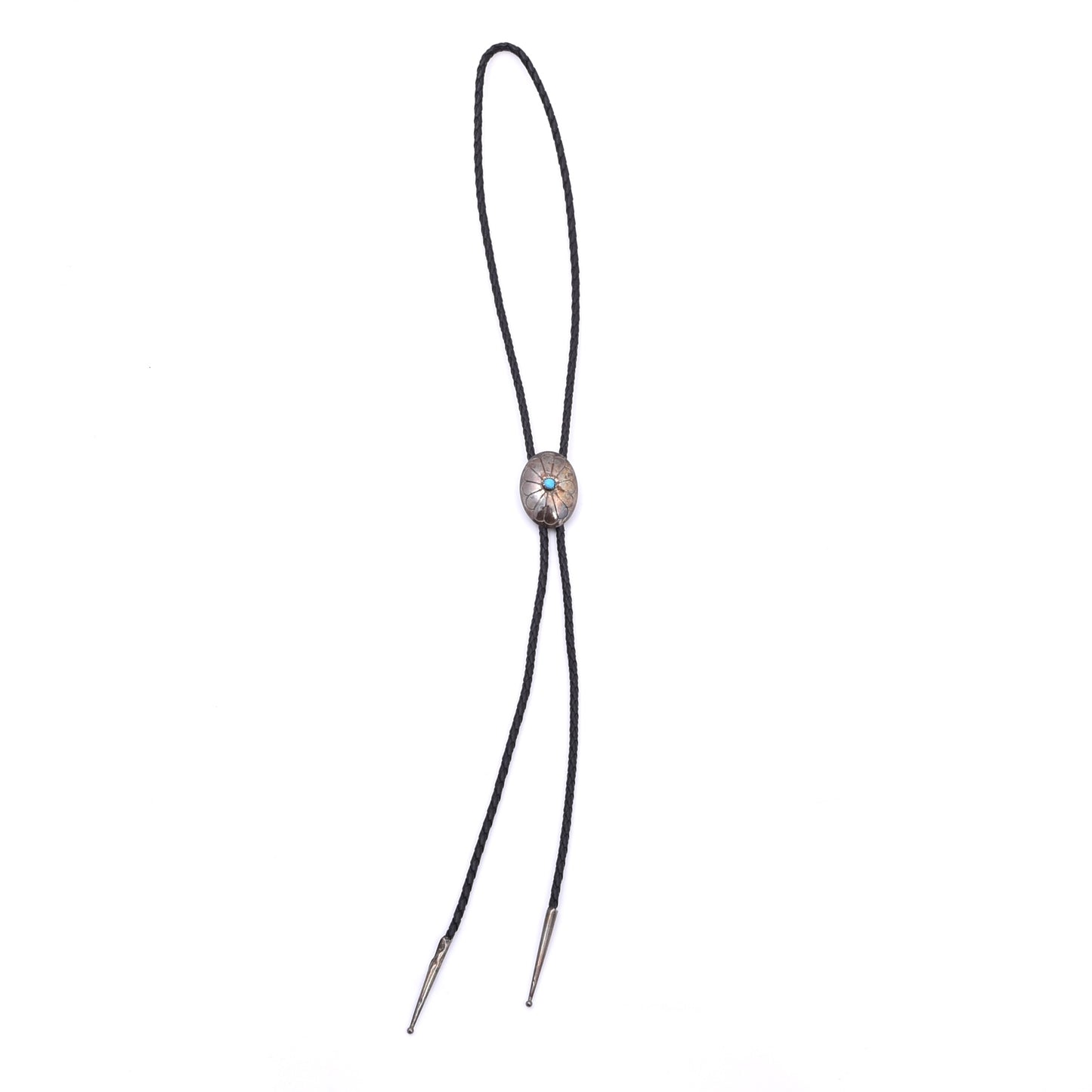 Vintage Nel J Southwestern Sterling Silver & Turquoise Bolo Tie