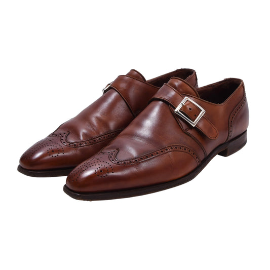 Crockett &amp; Jones Vintage Chadwick Single Monk Schuhe, Größe 7 1/2E - Braun
