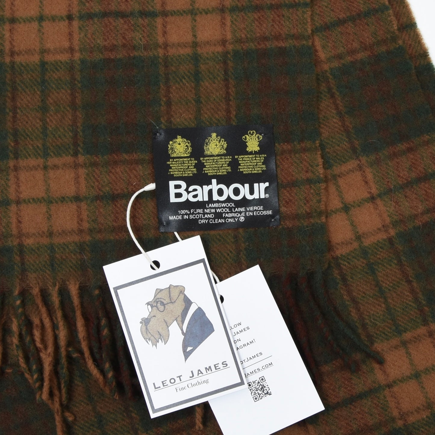 Vintage Barbour Wool Scarf ca. 152cm - Plaid