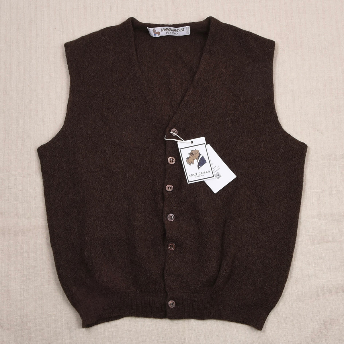 Lemmermayer Vienna 100% Prime Alpaca Sweater Vest/Waistcoat Made in Austria - Brown
