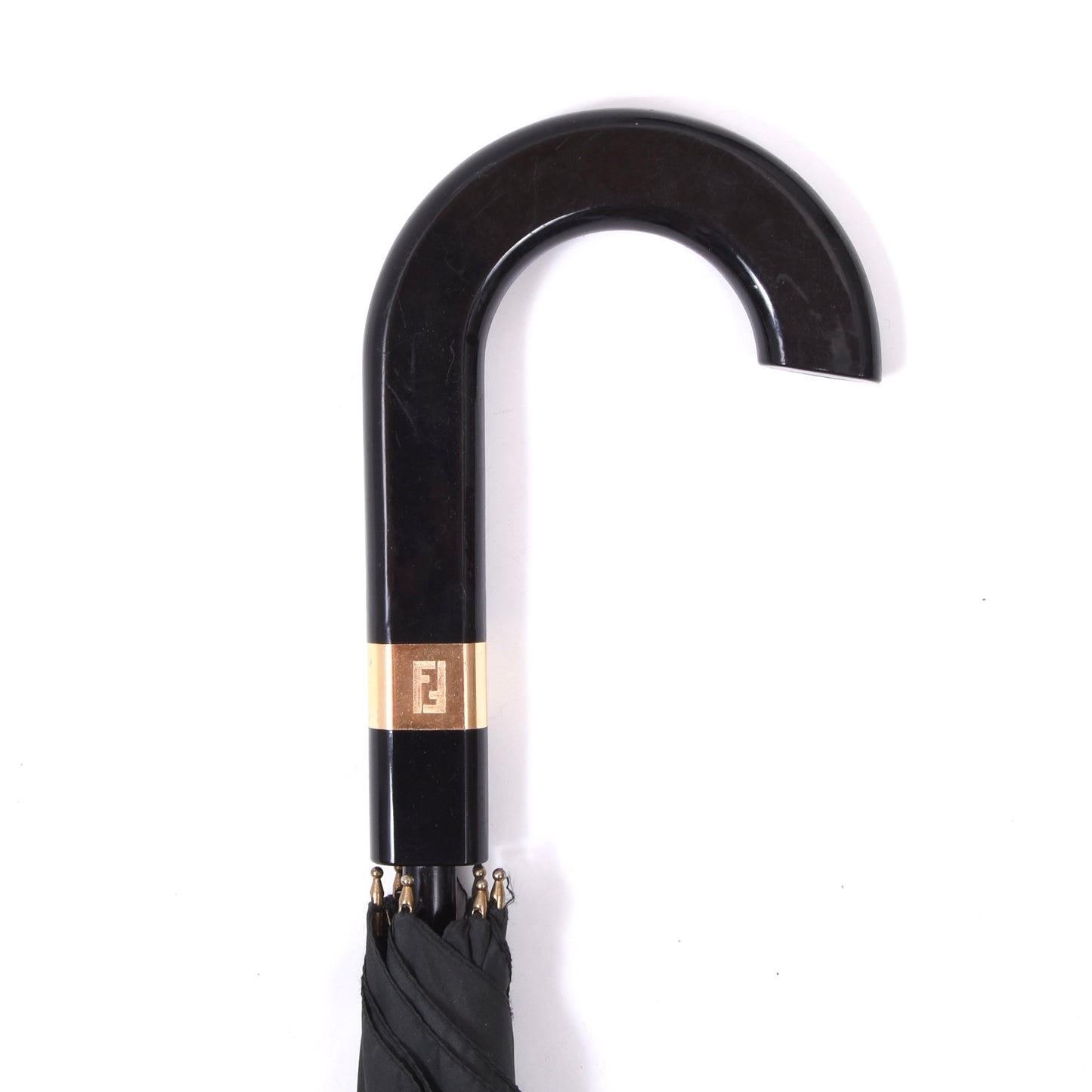 Vintage Fendi Parfums Umbrella - Black & Gold