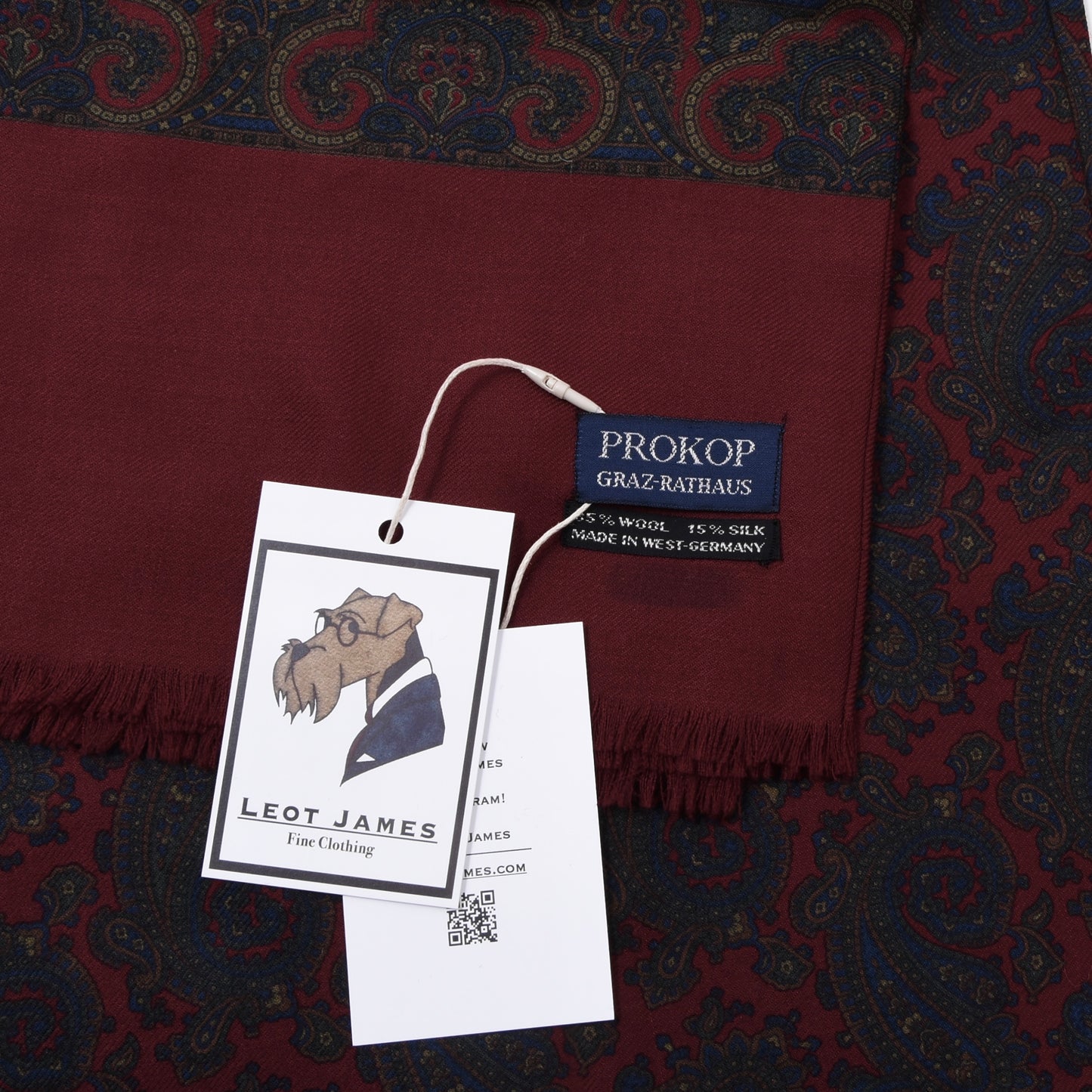 Vintage Prokop Wool-Silk Challis Dress Scarf ca. 138cm - Paisley