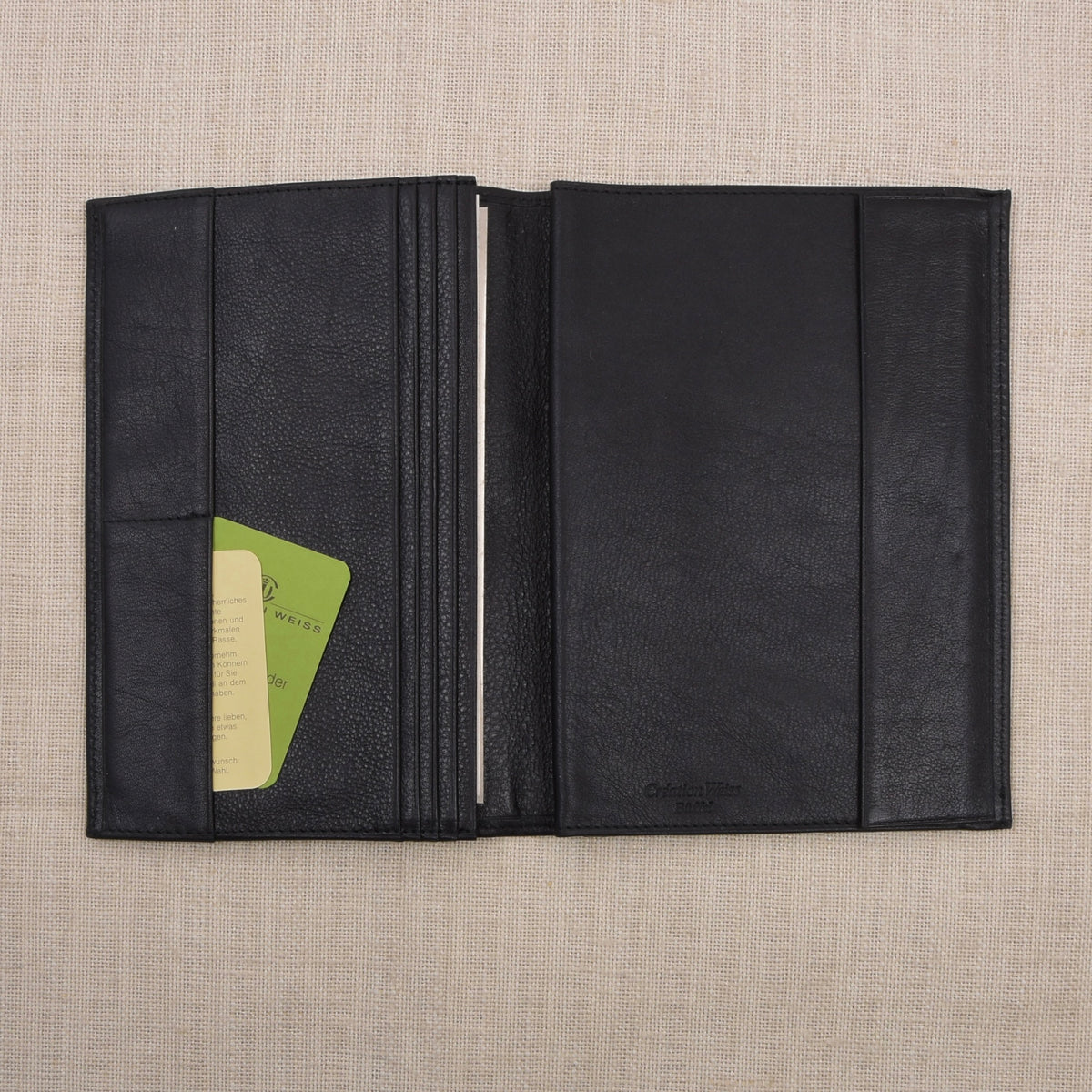 NOS Creation Weiss Büffelleder Reisebrieftasche - Schwarz