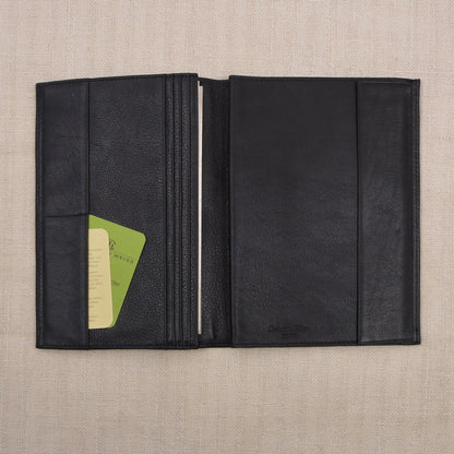 NOS Creation Weiss Büffelleder Reisebrieftasche - Schwarz