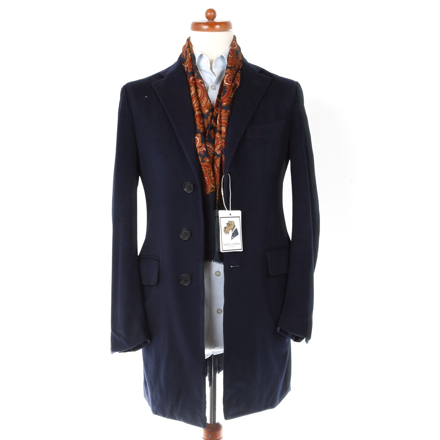 Isaia Napoli Aquawool Overcoat Size 46 - Navy Blue