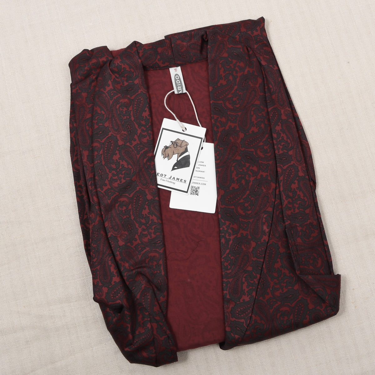NOS 1960er-1970er Arido Morgenmantel Gr. 48 - Rot Paisley