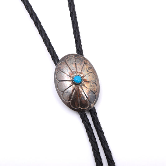 Vintage Nel J Southwestern Sterling Silber & Türkis Bolo Krawatte