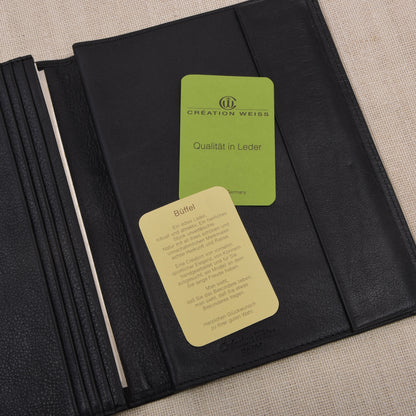 NOS Creation Weiss Büffelleder Reisebrieftasche - Schwarz
