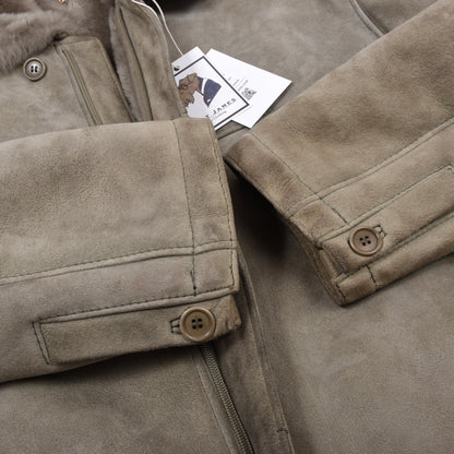 Vintage Lazaride Jacke aus spanischem Shearling, Größe 50 - Taupe
