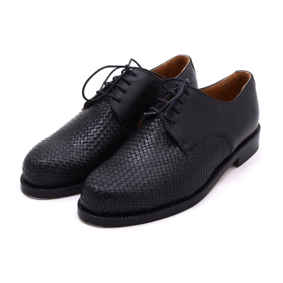 Handmacher Loafers aus gewebtem Leder Größe 6.5 - Schwarz