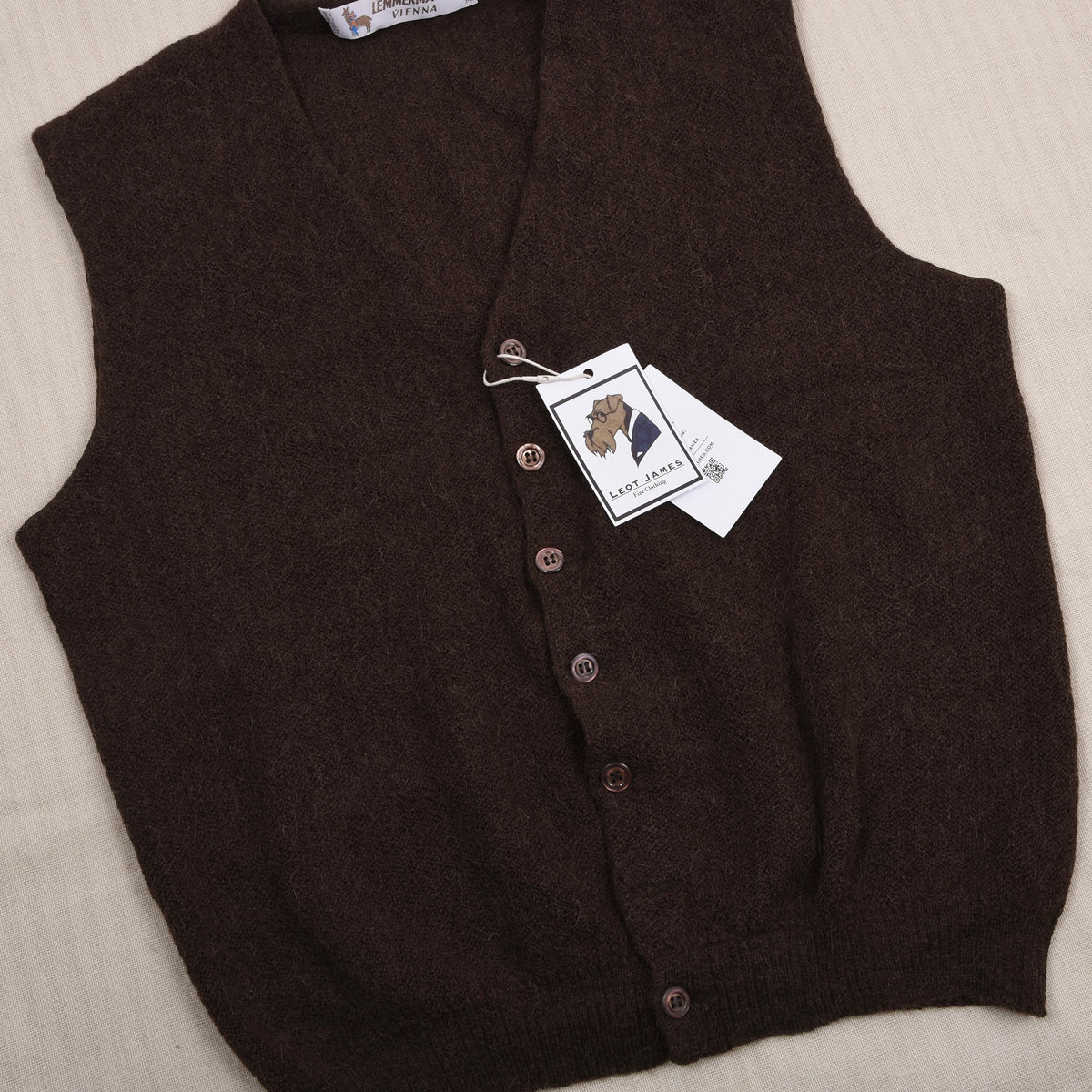 Lemmermayer Vienna 100% Prime Alpaca Sweater Vest/Waistcoat Made in Austria - Brown