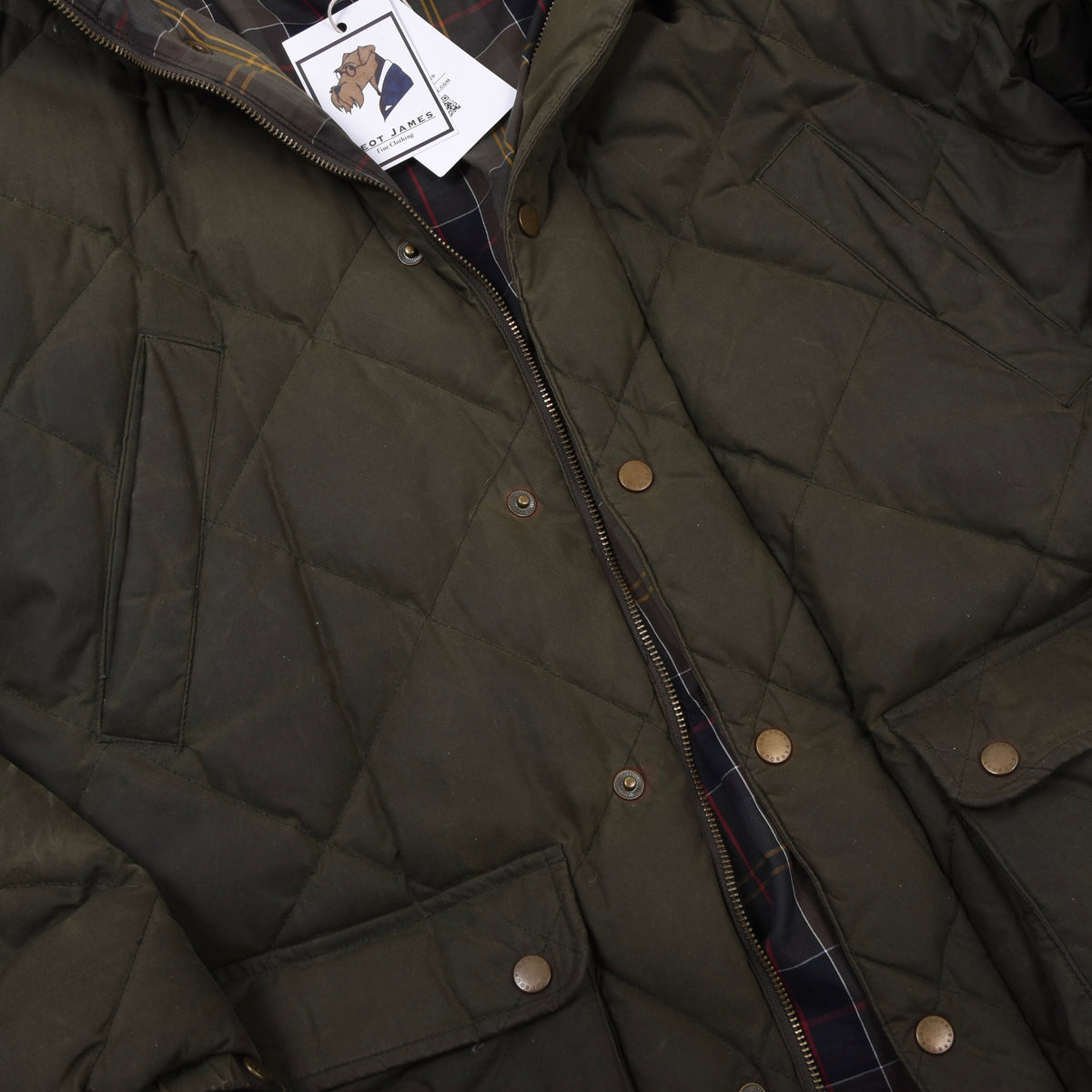 Barbour Waxed Baumwolle Daunen Pufferjacke (Explorer) Gr. M - Green