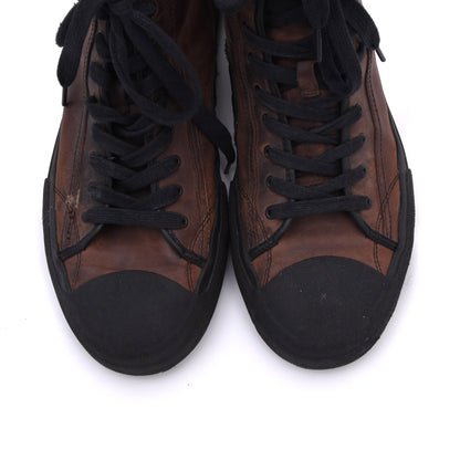 Frye Chambers High-Top-Sneakers aus geöltem Leder, Größe 12 - Braun