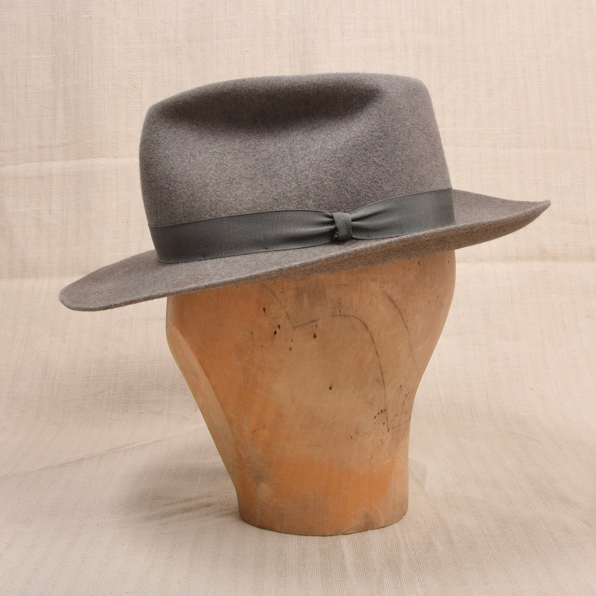 Vintage Borsalino Fellfilz Hut Made in Italy ca. 54cm - Grau