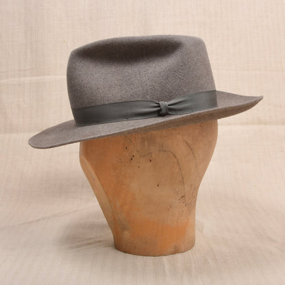 Vintage Borsalino Fellfilz Hut Made in Italy ca. 54cm - Grau