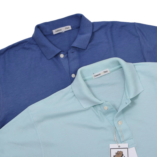 Vintage Armani 2x Poloshirts ca. 52,5-54,5cm - Blau/Türkis