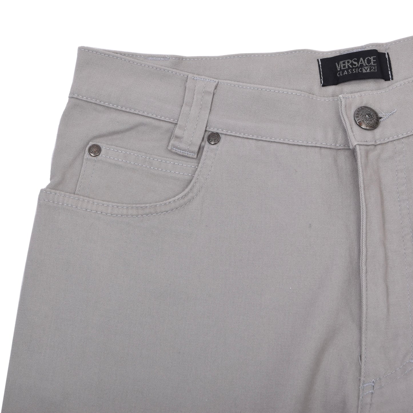 Vintage V2 Versace 5 Pocket Hose Größe W32 ca. 38cm Made in Italy - Grau-Beige