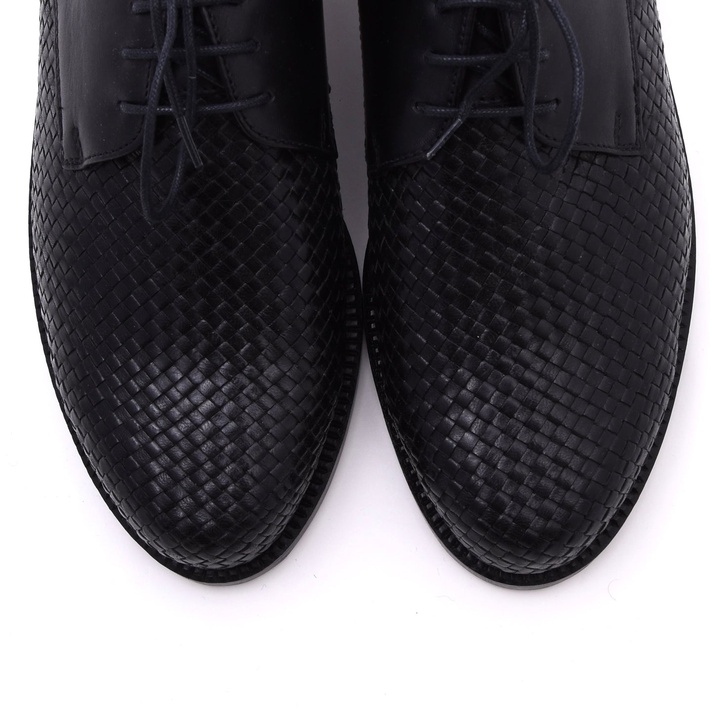 Handmacher Loafers aus gewebtem Leder Größe 6.5 - Schwarz
