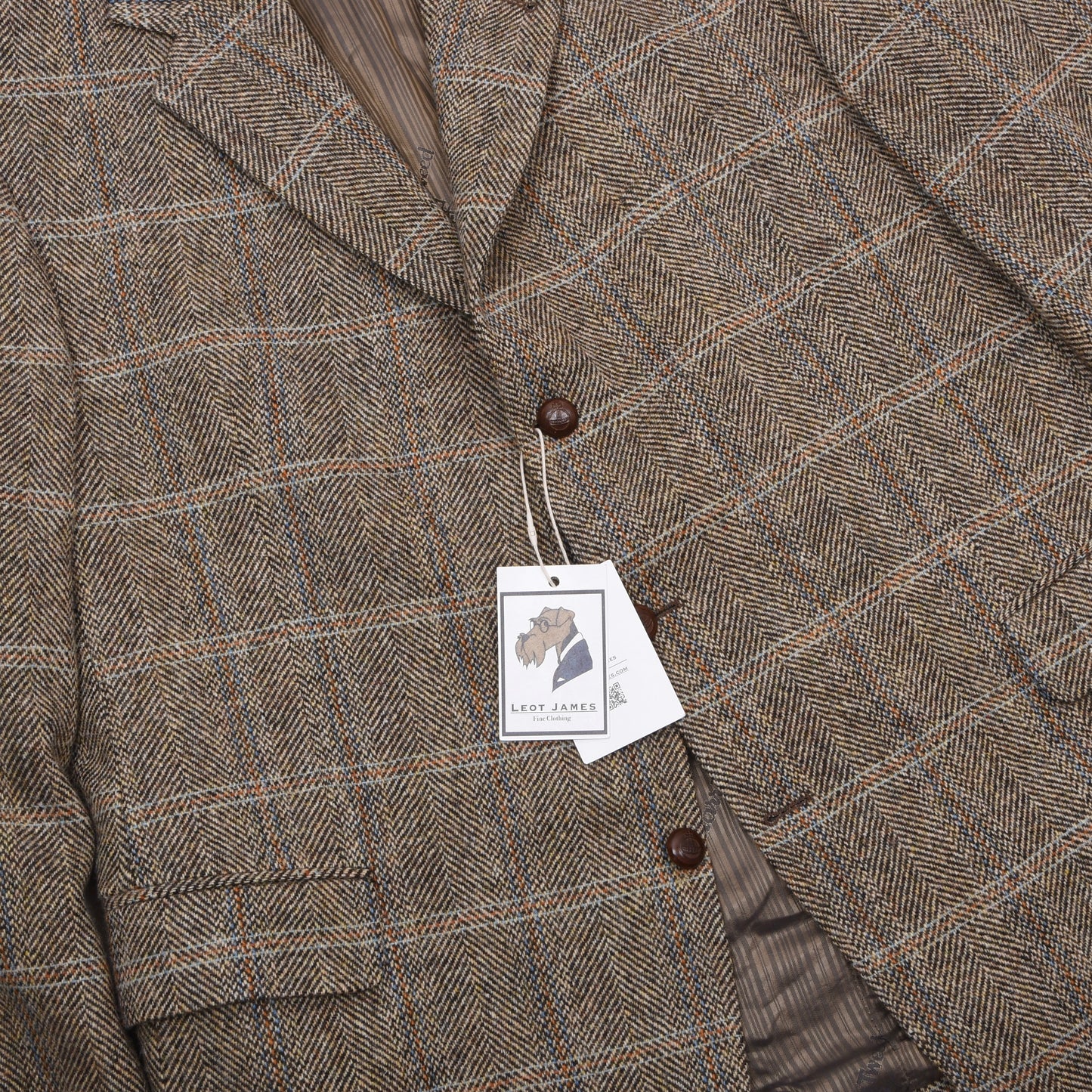 Barutti Harris Tweed Sakko Gr. 28/S46 ca. 62,5cm - Hellbraun Windowpane