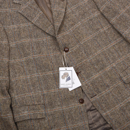 Barutti Harris Tweed Sakko Gr. 28/S46 ca. 62,5cm - Hellbraun Windowpane