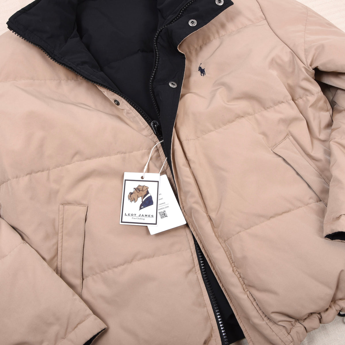 Vintage Polo Ralph Lauren Reversible Daunen Pufferjacke Gr. M - Beige/Schwarz