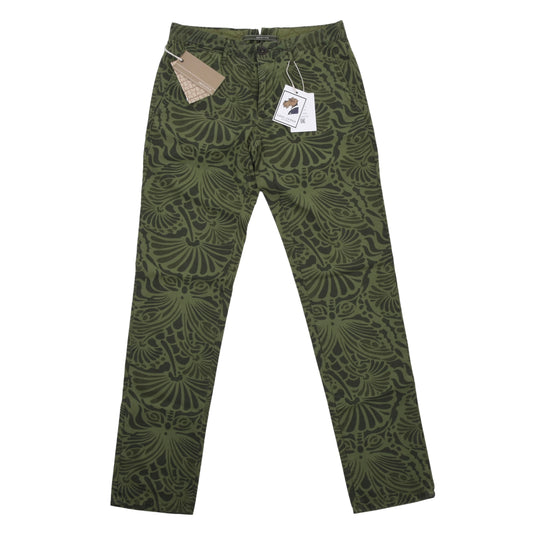 NWT Incotex Baumwollhose Größe 30 ca. 38,5 cm – Grüner Blumendruck