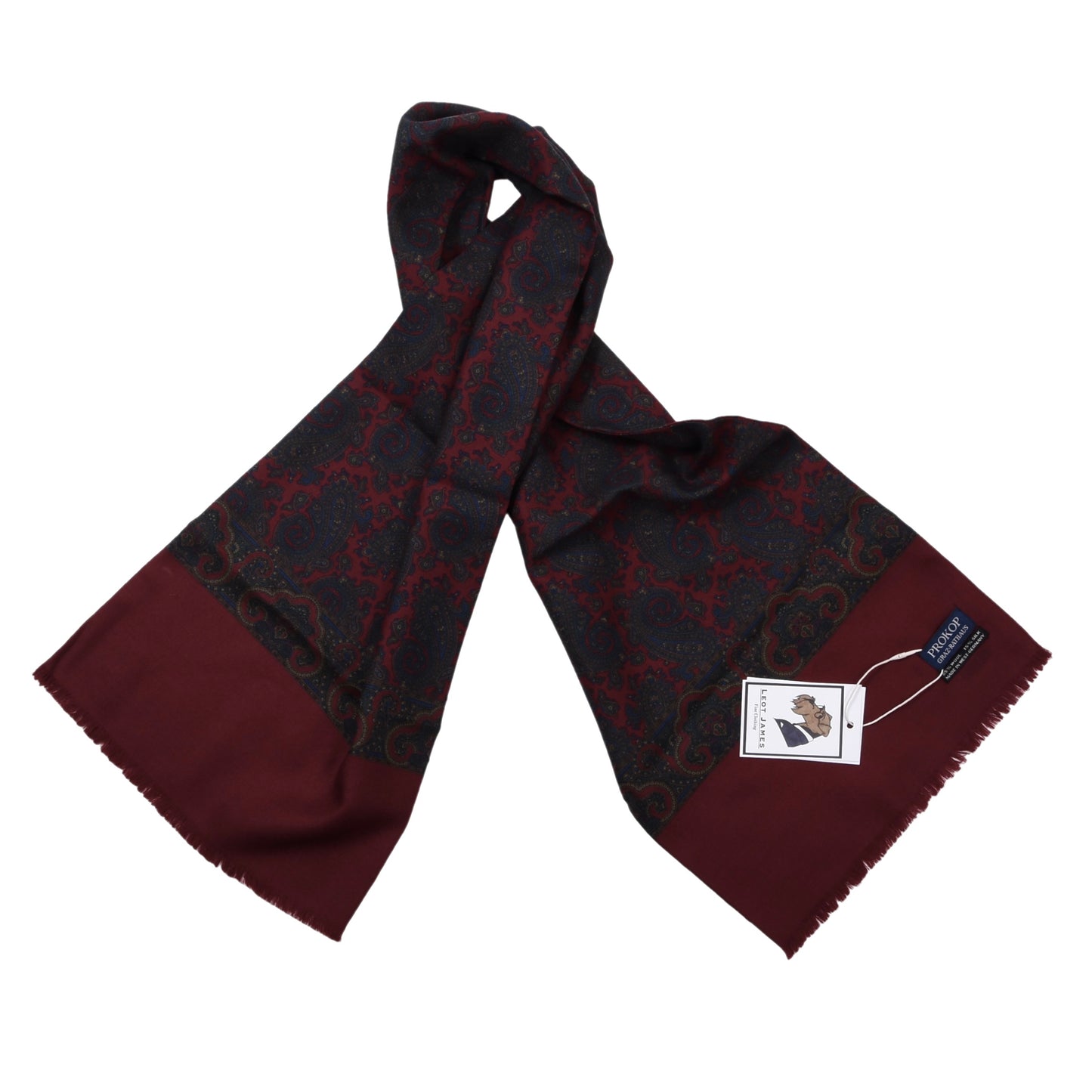 Vintage Prokop Wool-Silk Challis Dress Scarf ca. 138cm - Paisley