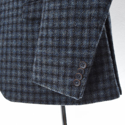 Barutti Harris Tweed Jacket Size 27/S44 ca. 58.5cm - Blue Plaid