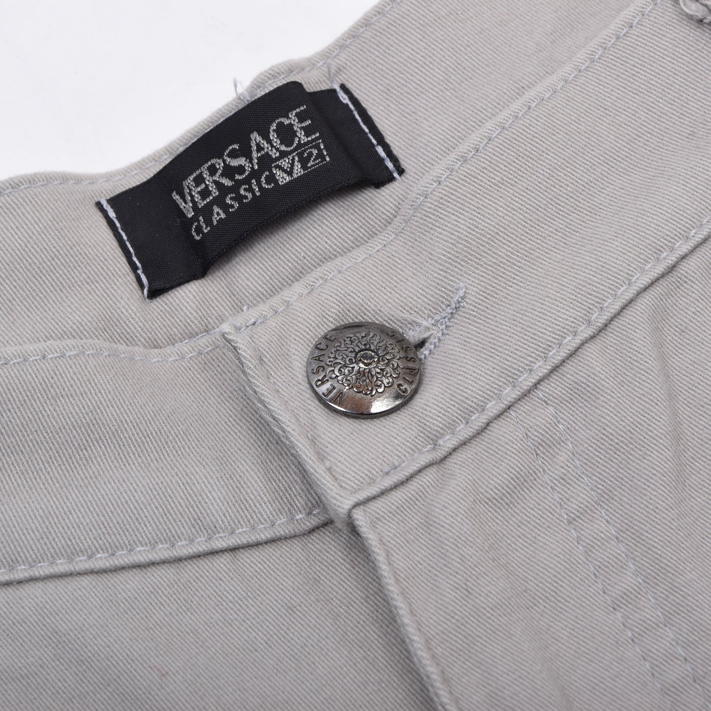 Vintage V2 Versace 5 Pocket Hose Größe W32 ca. 38cm Made in Italy - Grau-Beige